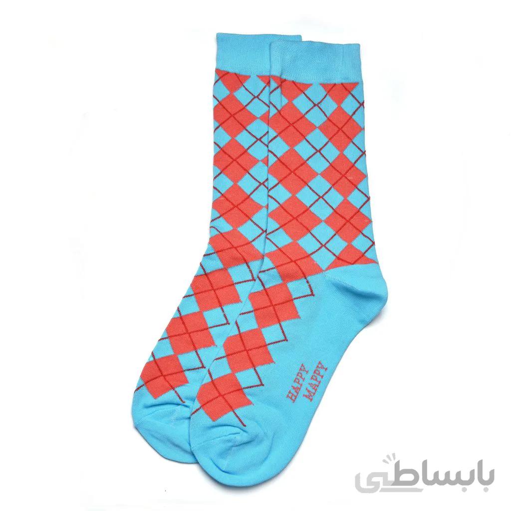 جوراب ساقدار لوزی آبی بوم