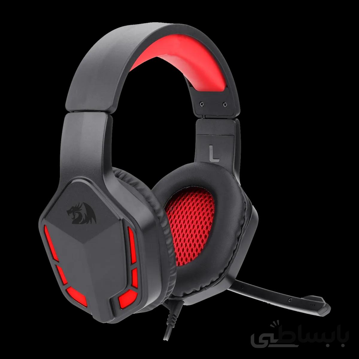 هدست REDRAGON THEMIS H220 ا Redragon H220 THEMIS Wired Gaming Headset, Stereo Surround-Sound, Noise Cancelling Over-Ear Headphones with Mic, Volume Control, Red LED Light, Compatible with PC & Mobile Phones