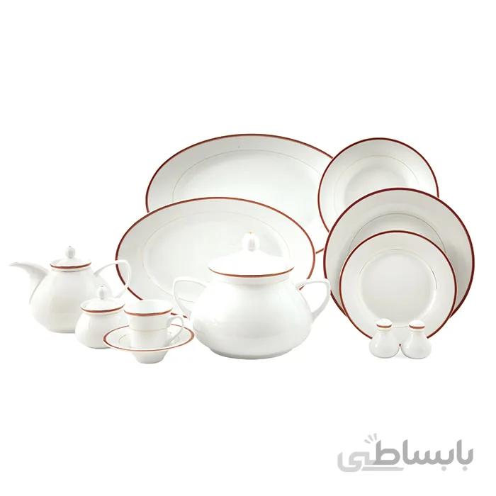 سرویس چینی زرین 12 نفره کامل سپینود ارغوانی (108 پارچه) ا Zarin Iran Shahrzad Sepinood-Purple 108 Pieces FDC Dinnerware Set