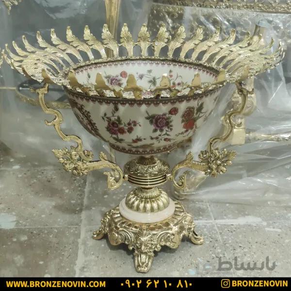 آجیل خوری برنزی رومیزی پایه سنگی طرح دوم