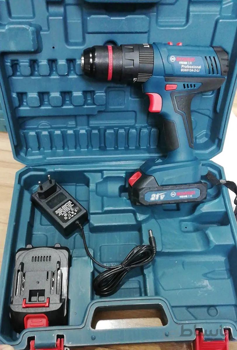 دریل شارژی چکشی ٢١ ولت ١٣ میلیمتر بوشان سه نظام فلزی مدل BS6013A