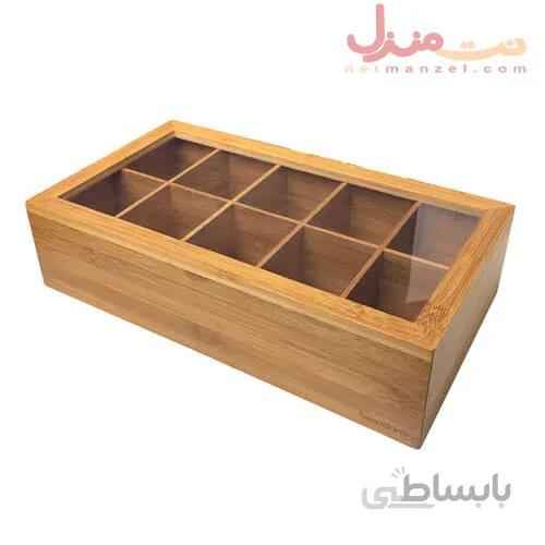 جعبه چای کیسه‌ای چوبی بامبو برند بامبوم مدل بونته