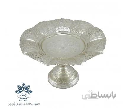 شیرینی خوری قلمزنی پایه دار طرح نقره