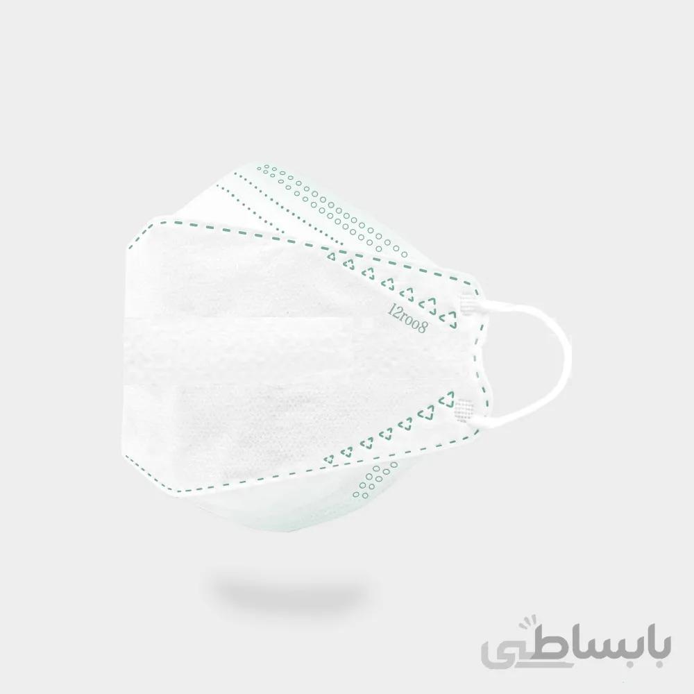 ماسک سه بعدی ۳D پرو سفید سبز دوازده رو هشت (هف) بسته سلفونی ۱۰ عددی