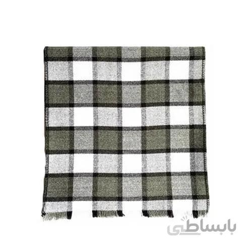 شال گردن سفید مشکی چهارخانه مردانه SH1019