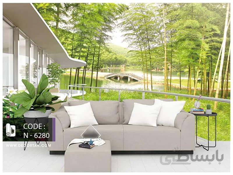 پوستر طبیعت طرح بالکن رو به جنگل کد N-6280