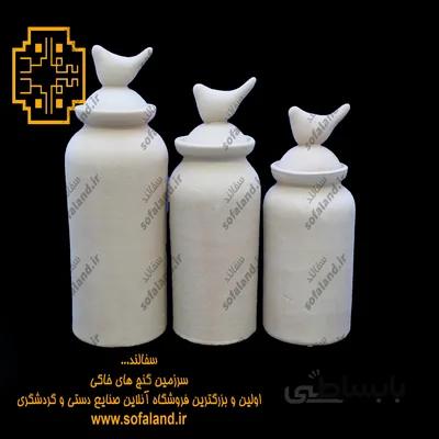 جا ادویه استوانه پرنده دار سفالی