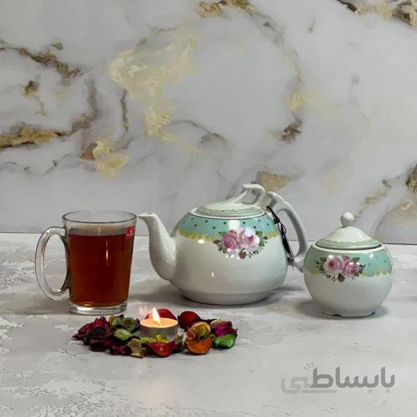 قوری شکس مدل مینا حاشیه دار کد 1101 سبز