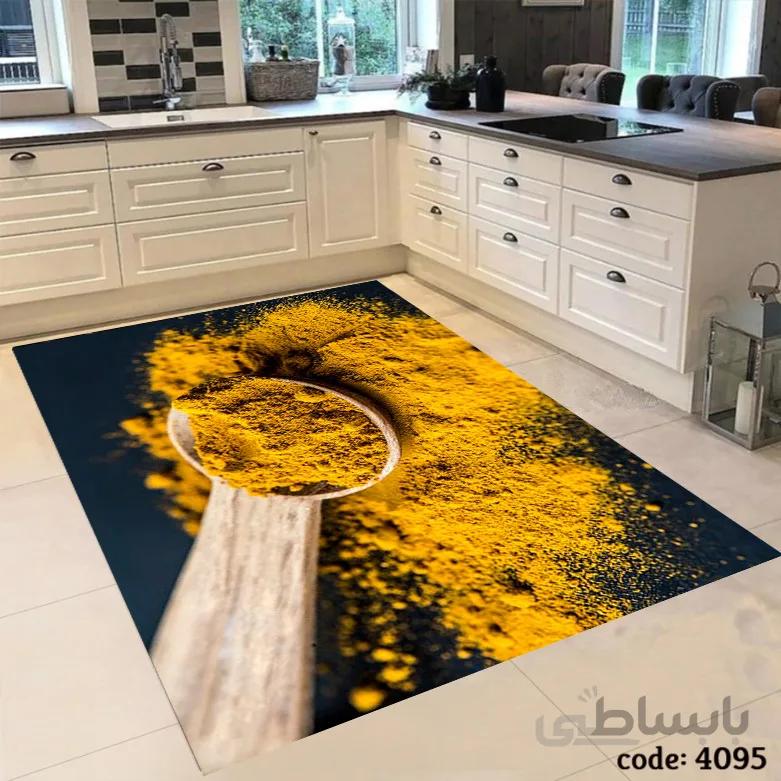 فرشینه اشپزخانه طرح قاشق چوبی و زرد چوبه 4095