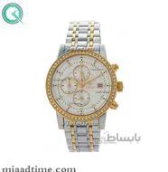 ساعت ویولت Violet زنانه کرنوگراف گرد دور نگین فلزی دورنگ صفحه سفید کد 0376/2L