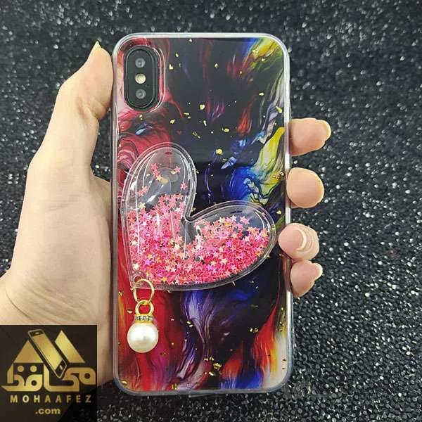 قاب ماربل آیفون Xs Max طرح قلب برجسته آکواریومی کد IP613A