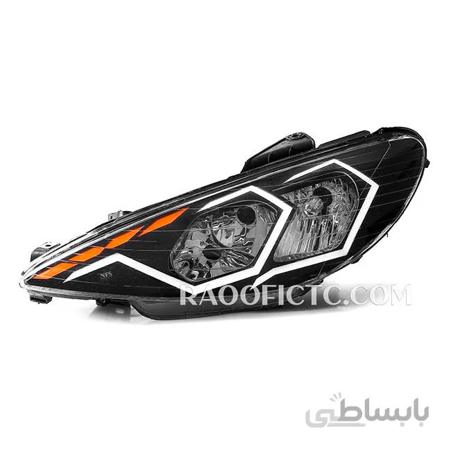 چراغ اسپرت پژو 206 جلو جقت طرح پلاس