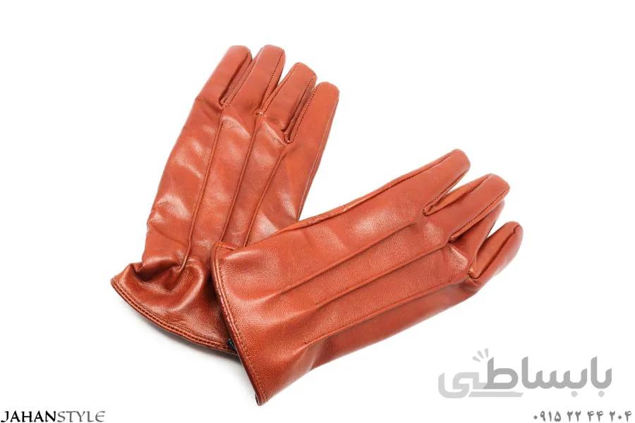 دستکش چرم طبیعی عسلی