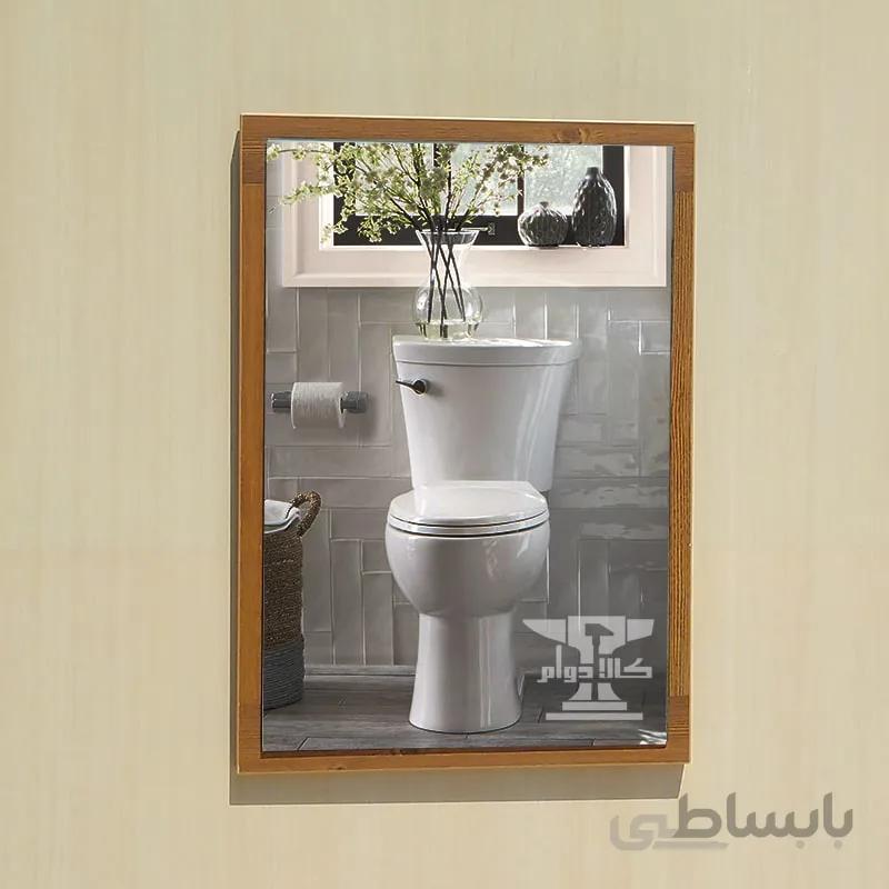 آینه روشویی طرح چوب | ۴۰ در ۶۰ طرح روکش آنتیک چام
