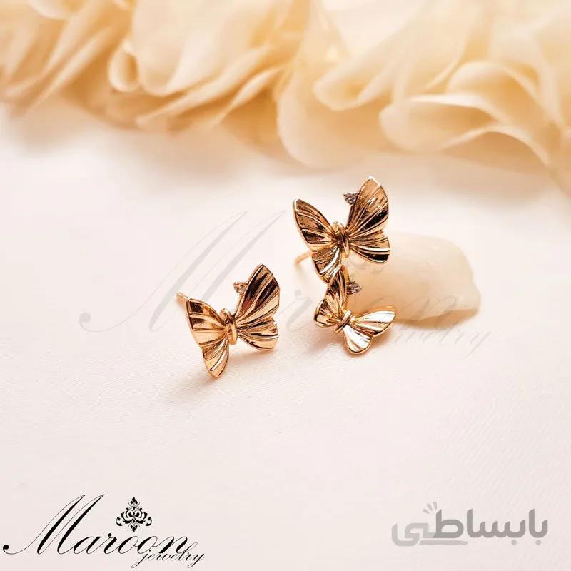گوشواره پروانه کوتاه بلند مارون CG158
