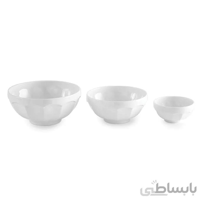 سرویس چینی زرین 6 نفره پیاله سفید نیوکلاسیک 13 پارچه ا Zarin Iran Neo-Classic White 13 Pieces Porcelain Bowl Set