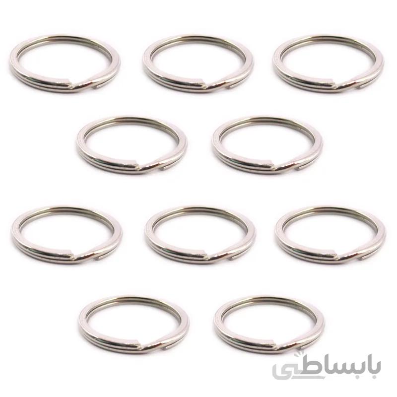 حلقه جاکلیدی دولا فلزی نقرهای قطر 3 سانتیمتر بسته 10 عددی
