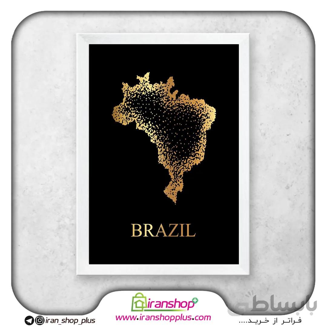 تابلو نقشه کشور برزیل با تم Golden Country