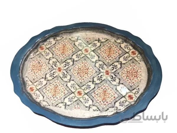 سینی بیضی چوبی ورق نقره