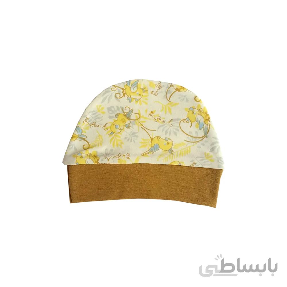 کلاه گرد نوزادی بی بی سان طرح طوطی