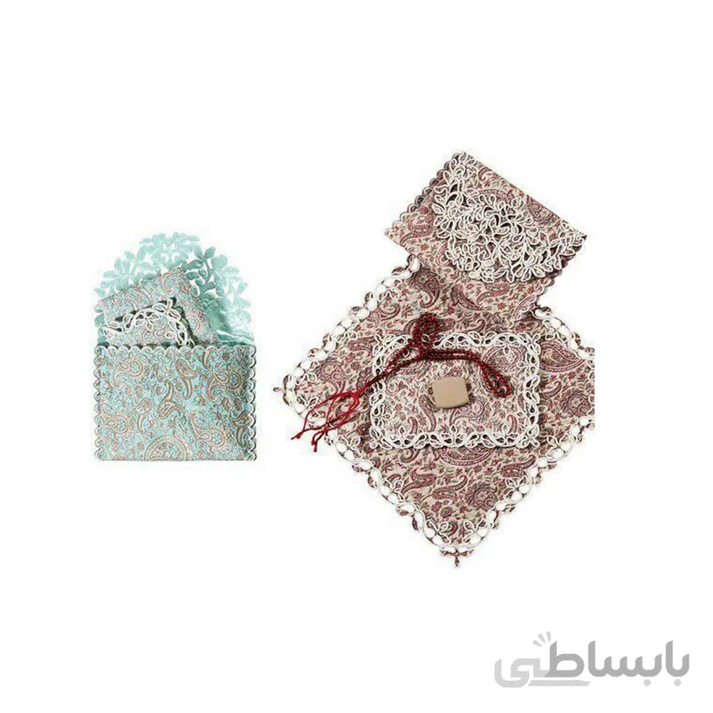 جانماز پاکتی سه تیکه قیطان دوزی شده