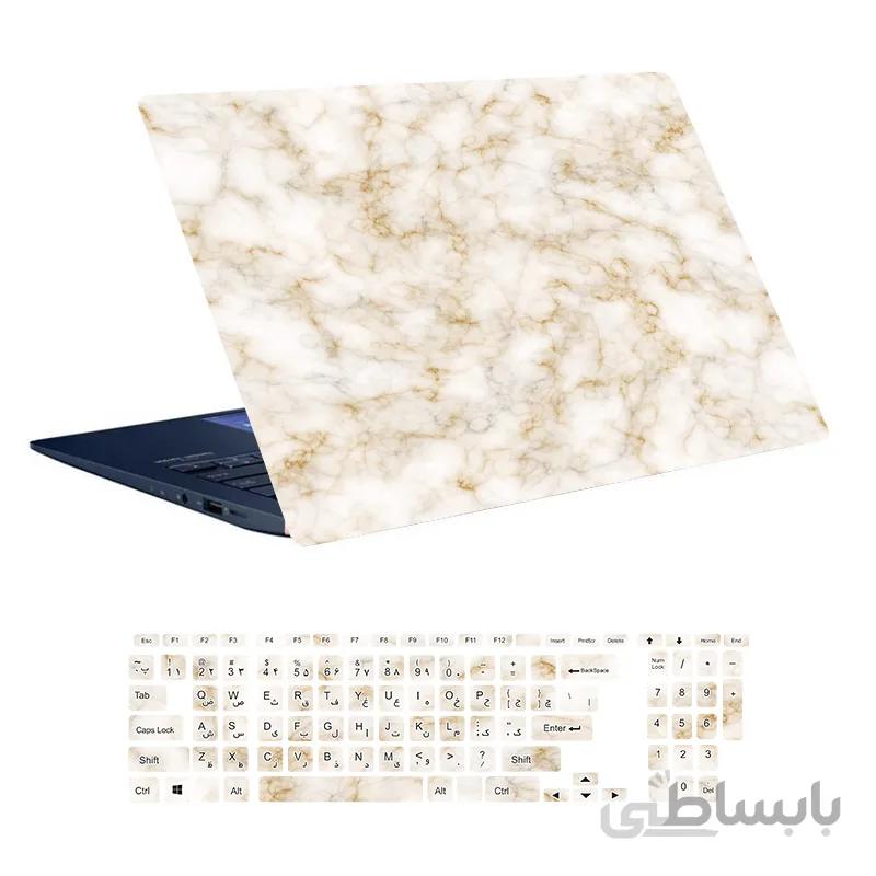اسکین لپ تاپ طرح Marble کد ۴۳ به همراه استیکر کیبورد