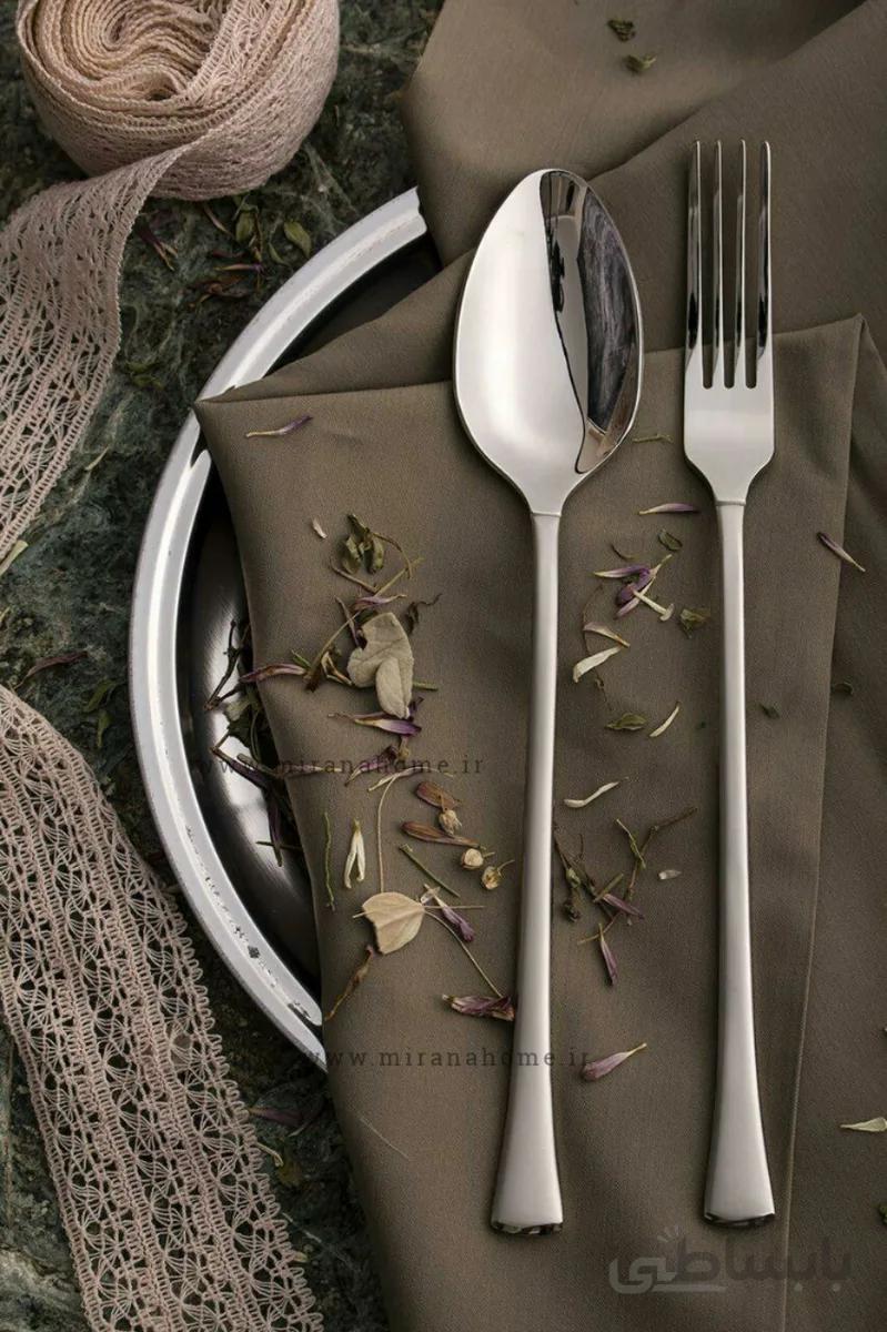 سرویس قاشق و چنگال 30 نفره نقره ای دسته مات برند فیلیکس مدل دایسی