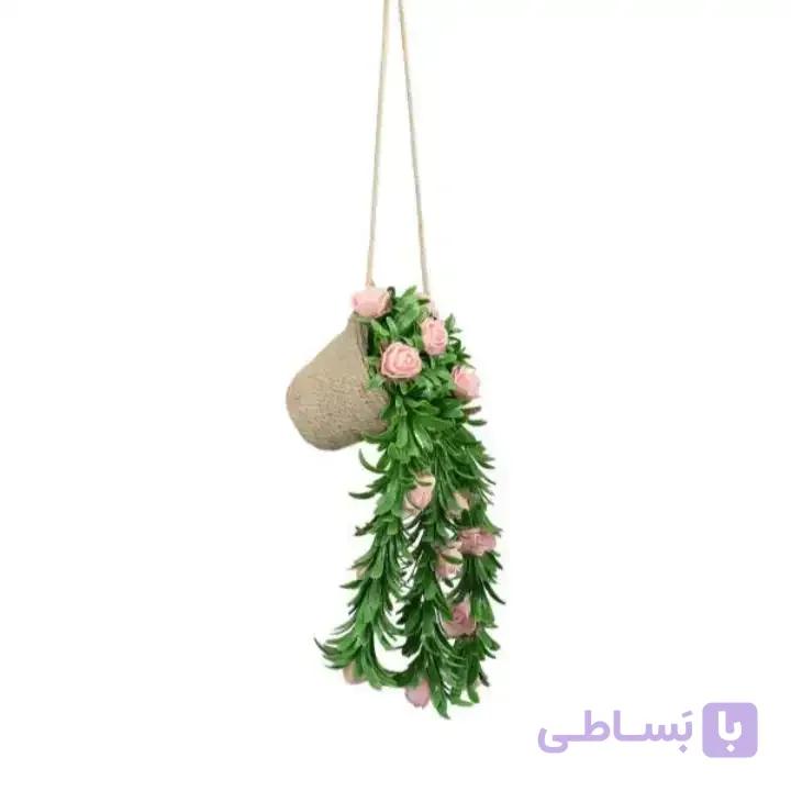 گلدان به همراه گل مصنوعی طرح آبشاری — تصویر 1