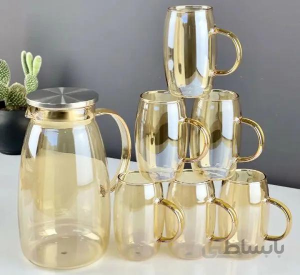 پارچ و لیوان رنگی دربدار برند arow