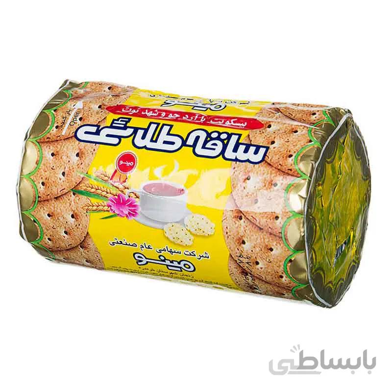 بیسکویت با ارد جو و شهد توت ساقه طلایی مینو 200 گرمی
