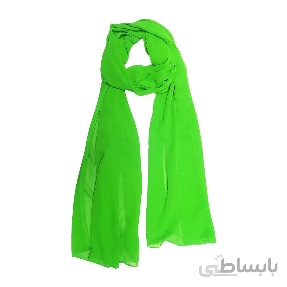 شال زنانه حریر سبز روشن