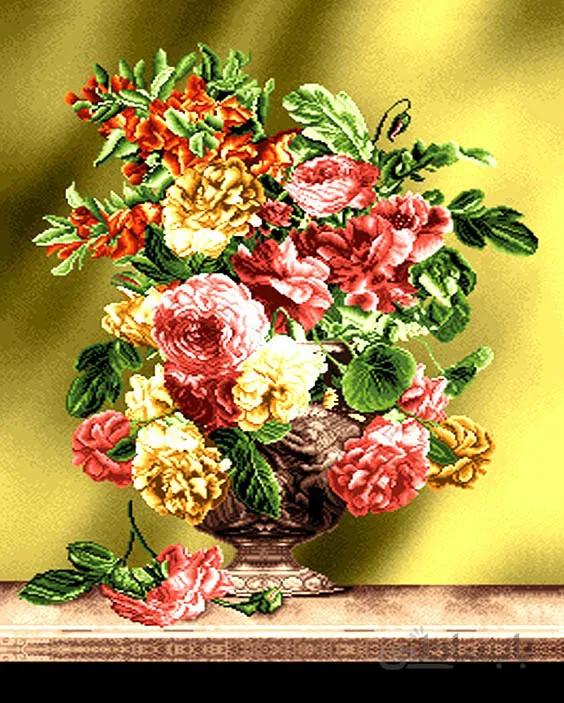 نخ و نقشه طرح گل و گلدان کد 1735