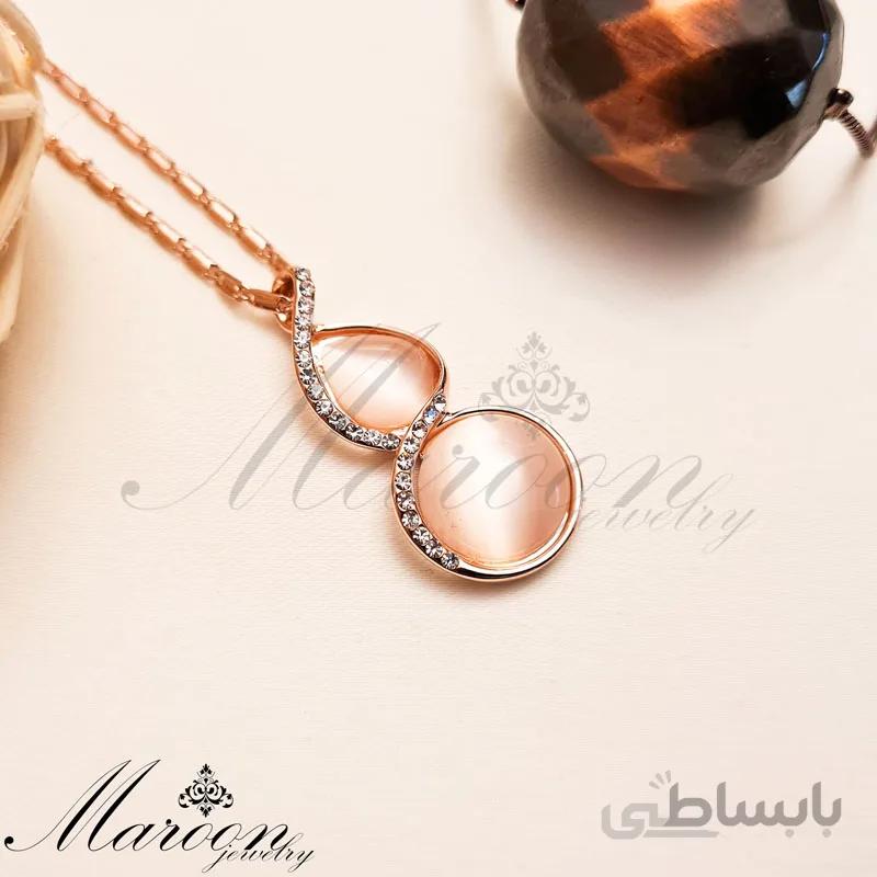 گردنبند دو دایره طرح اپال مارون CN12