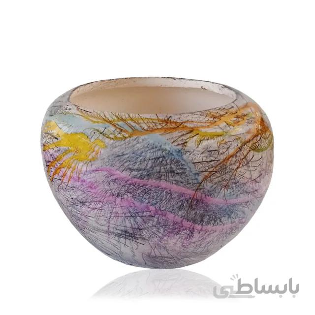 گلدان سرامیکی طرح ابر و باد رنگی