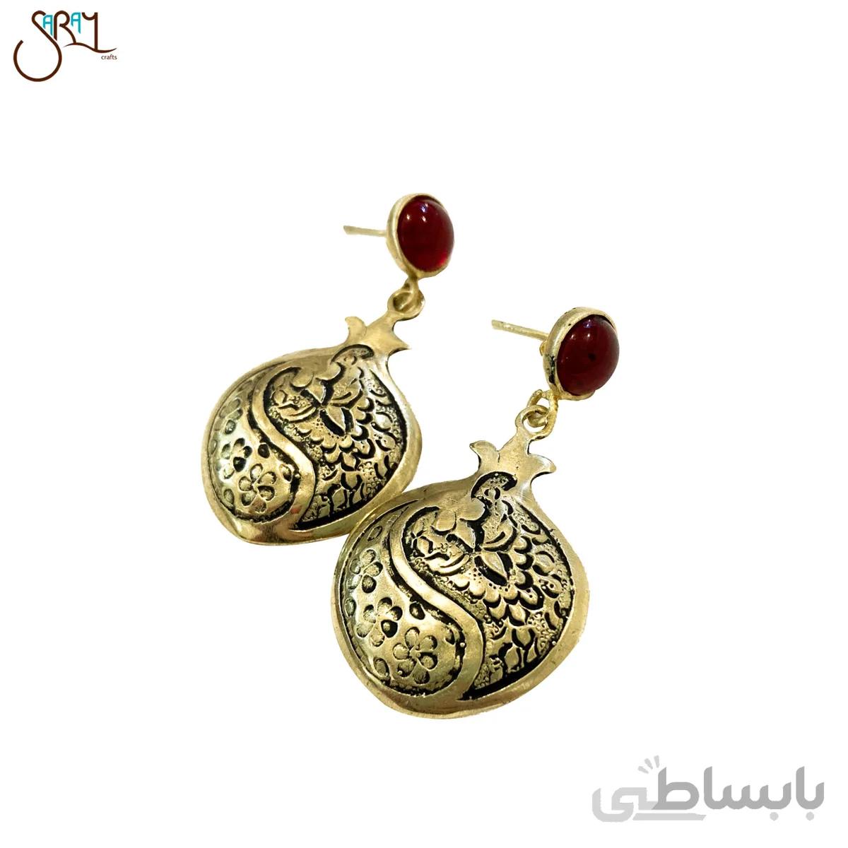 گوشواره برنجی دست ساز طرح انار مدل 27012