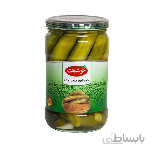 خیار شور درجه یک 680 گرم خوشبخت باکس 12 عددی