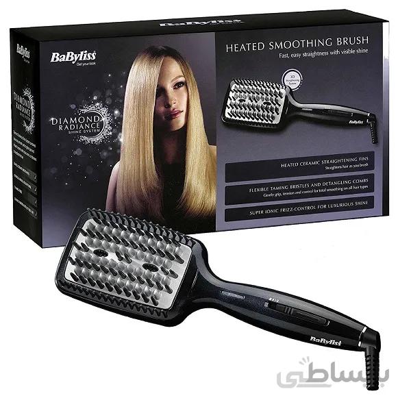 برس حرارتی دیاموند بابیلیس مدل 2440BDU | صاف و هموار کننده موها، ضد وز ا BaByliss Diamond Heated Smoothing and Straightening Brush 2440BDU (Black)