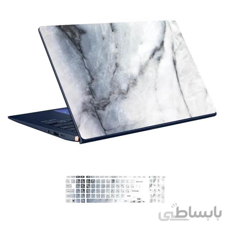 اسکین لپ تاپ طرح Marble کد ۱۳ به همراه استیکر کیبورد