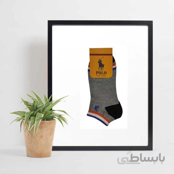 جوراب مردانه مچی پنبه ای پنجه گیری شده طرح پولو polo