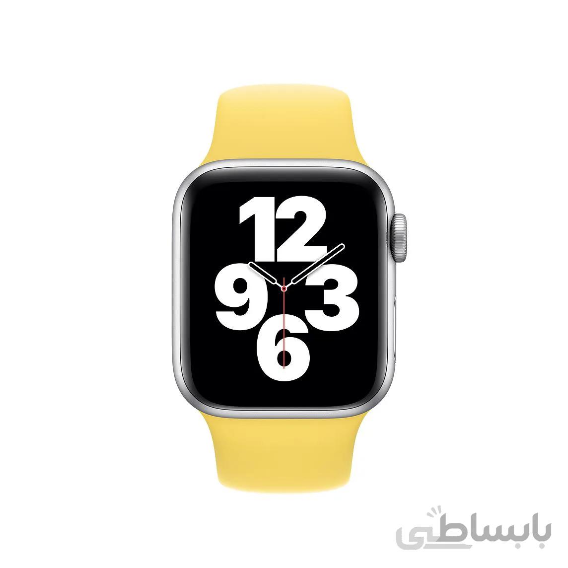 بند اسپرت سیلیکونی اصل رنگ زرد برای مدل های 42 و 44 میلی متر زرد Yellow 42 ا 42-44 mm Apple Watch Silicone Yellow Sport Band - Regular