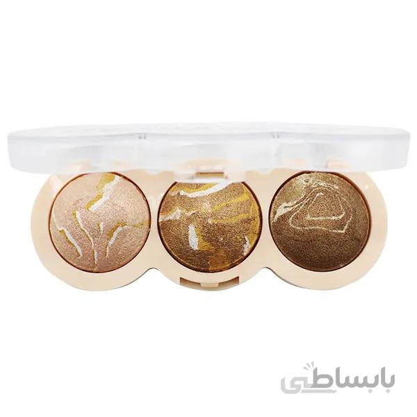 پالت هایلایتر ۳ تایی حرفه ای رمانتیک برد مدل تراکوتا (Romantic Bird Terracotta Attractive Eyes Highlighter Code-03)