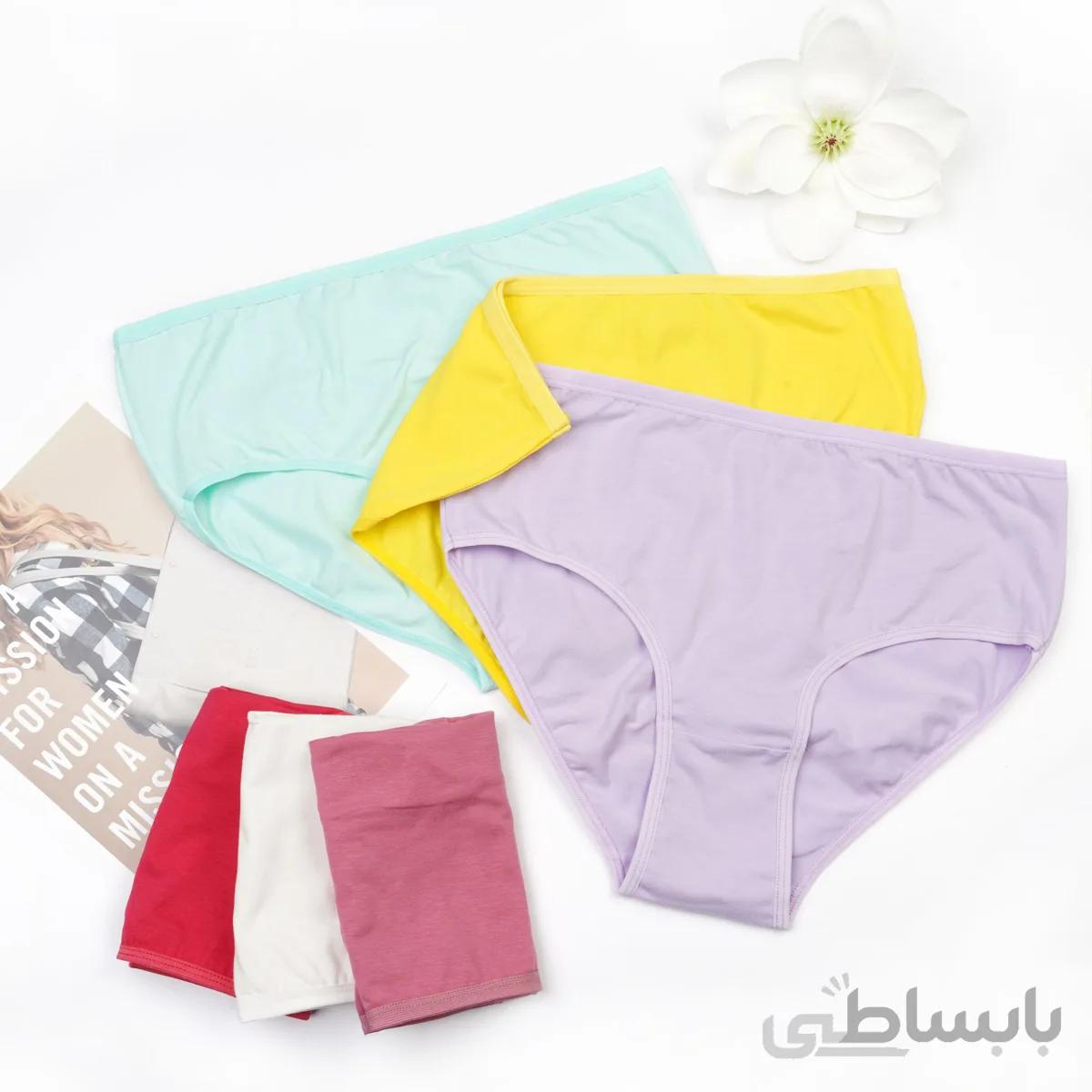 شورت زنانه نخی ساده سایز 48-46 (پک 6 عددی)