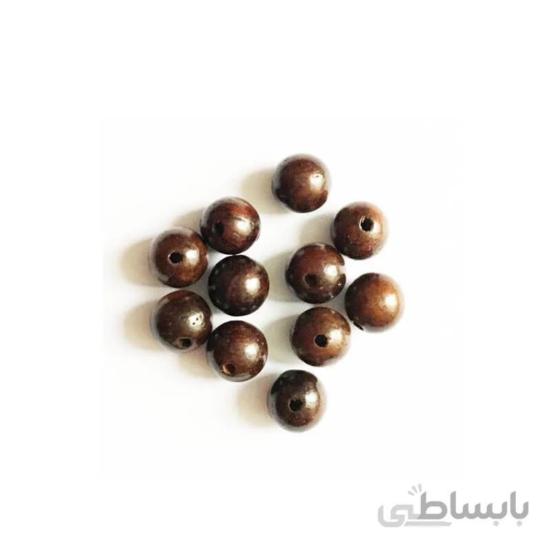 مهره چوبی گرد قهوه ای تیره 1cm بسته 30 عددی