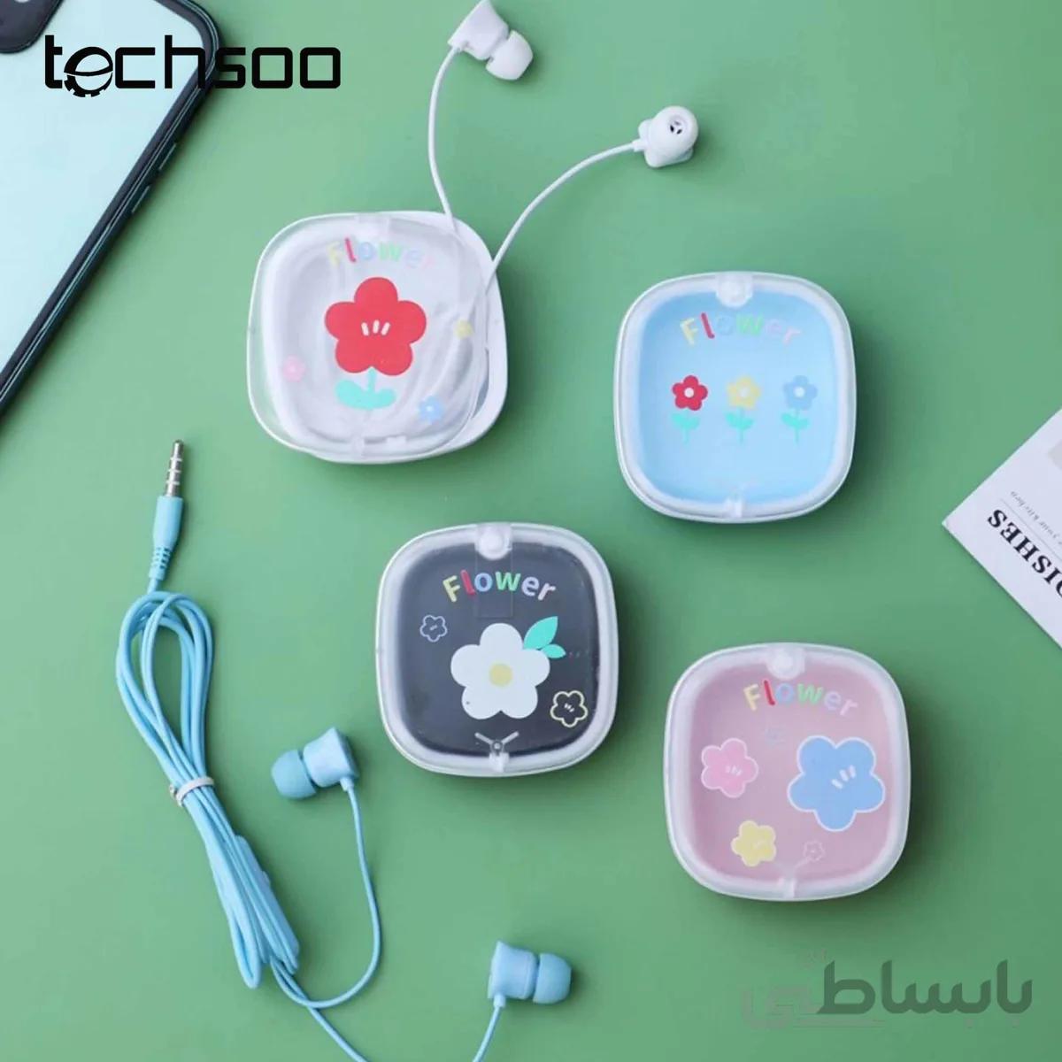 هندزفری فانتزی طرح گل Lovely flower XY-46 wired earphone with storage box