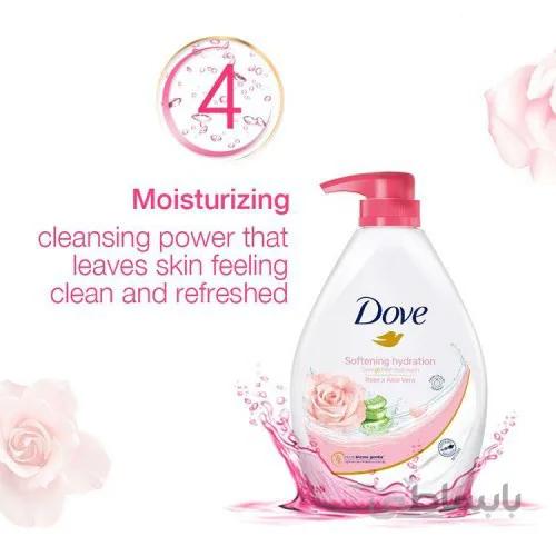 شامپو بدن داو ۱ لیتر رایحه گل رز و آلوئه ورا – Dove Body wash shampoo Rose soothing