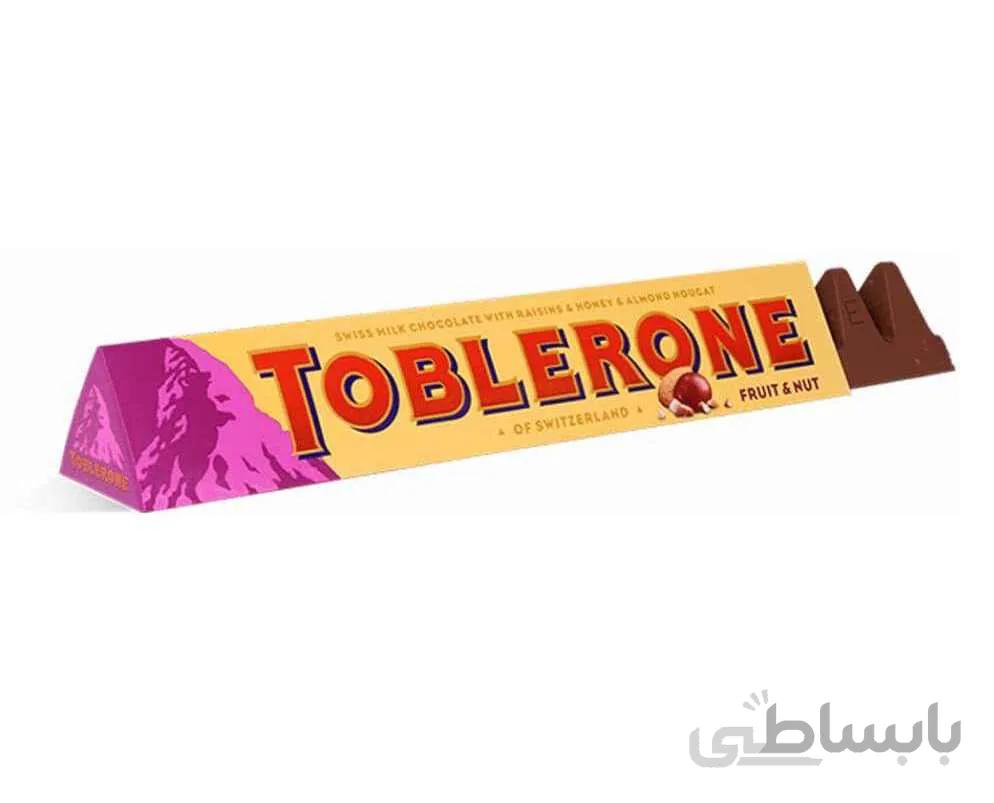 شکلات شیری با مغز میوه و آجیل تابلرون مقدار 100 گرم