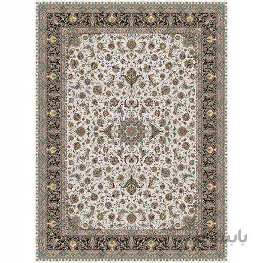 فرش ماشینی زاگرس طرح بیستون زمینه کرم