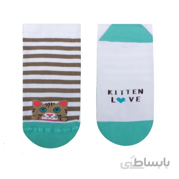 جوراب مچی زنانه فانتزی طرح گربه کد PH515.1