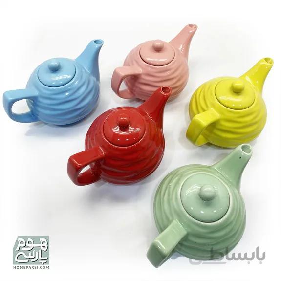 قوری سرامیکی خطی پایه دار 800 میلی لیتر