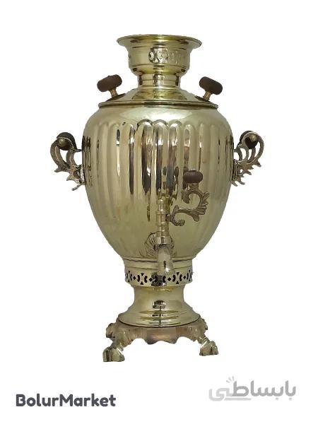 سماور زغالی برنجی زرد ۶ لیتر مدل فیلی ترکدار
